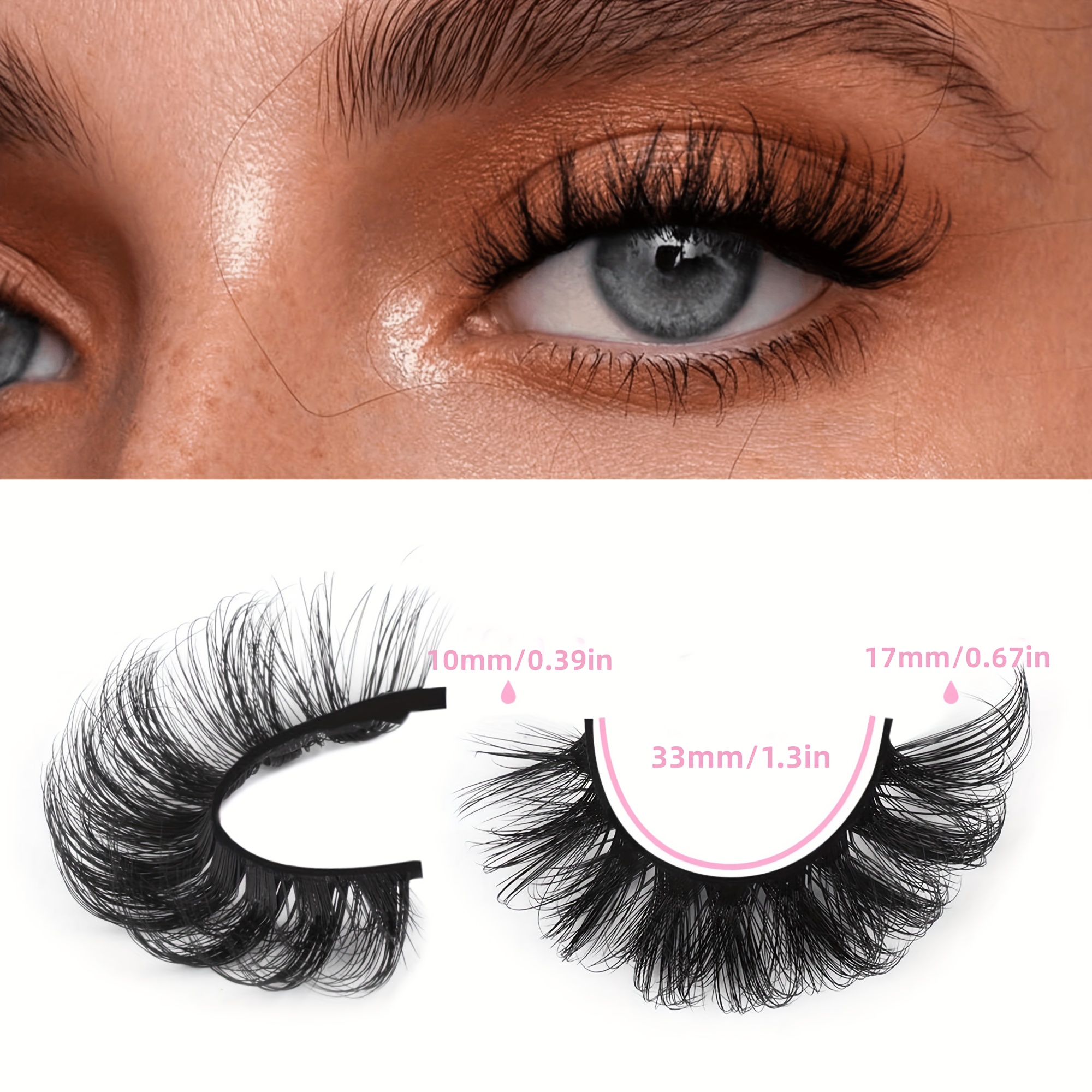 Fluffy 6D False Eyelashes 17mm Cat Eye Extension Strip Lashes 7 Pairs
