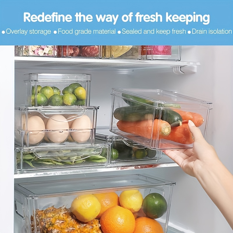 Comprar Organizador para refrigerador, almacenamiento de huevos, frutas y  verduras, productos de despensa de plástico, mango recortado, 1 ud.