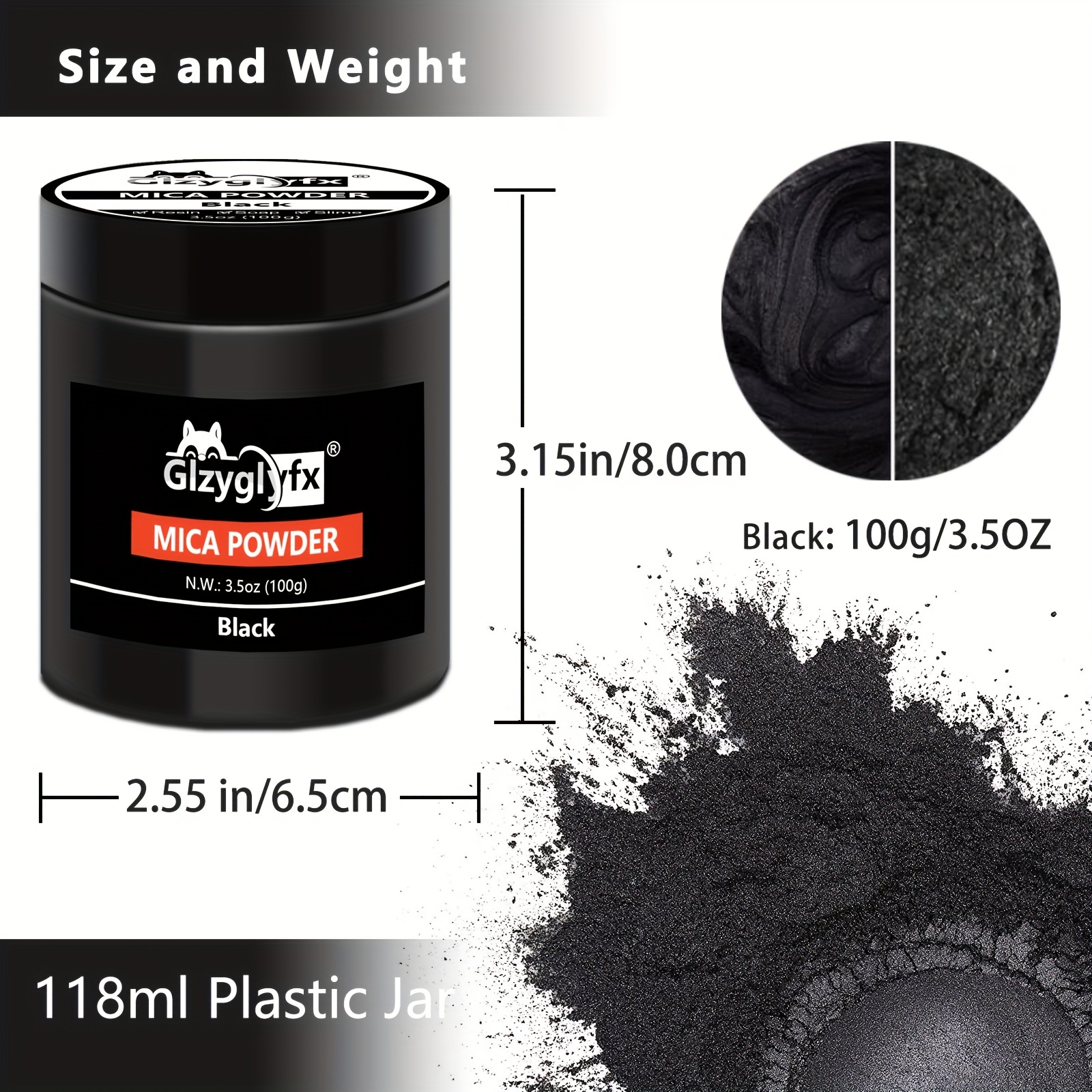 Black Mica Powder 100 Gram Jar For Epoxy Resin, Pigment Powder - Resin Mica  Powder For Candle Making, Resin Powder - Pigment Powder For Epoxy Resin, M