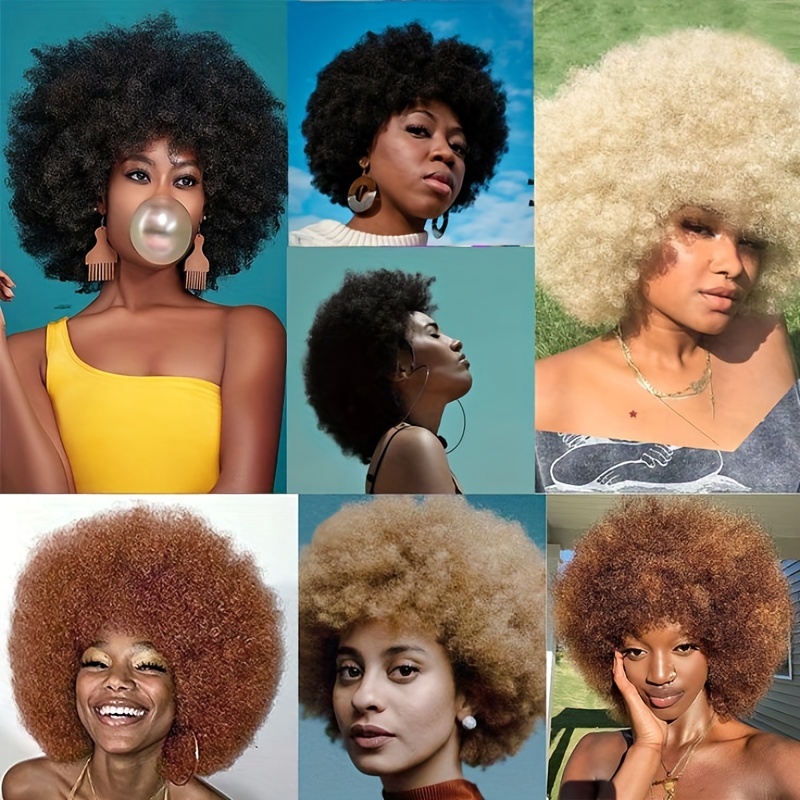 70s Afro Parrucche Donne Grande Sintetico Nero Corto Afro - Temu Italy