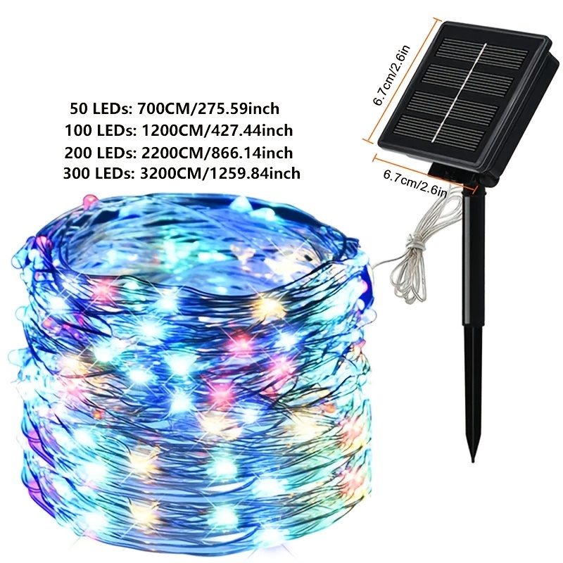 1pc solar string lights solar fairy lights ip65 waterproof copper wire solar lights for garden patio party christmas decoration details 1