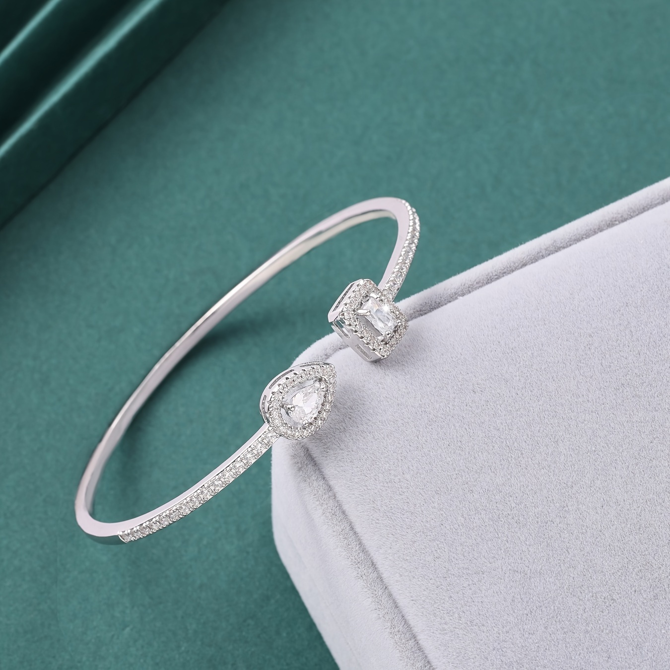 elegant cubic zirconia open cuff bracelet for   for   gifts   2