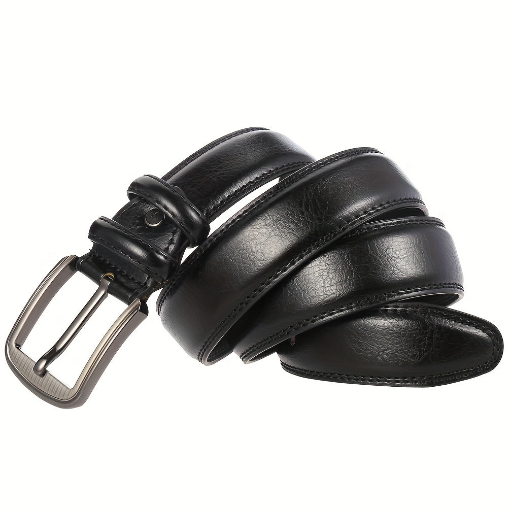 Buy Contacts Men's Genuine Leather Pin Buckle Belt  Leather Belt for Men  Classic Designs for Work & Business Casual (Black) at