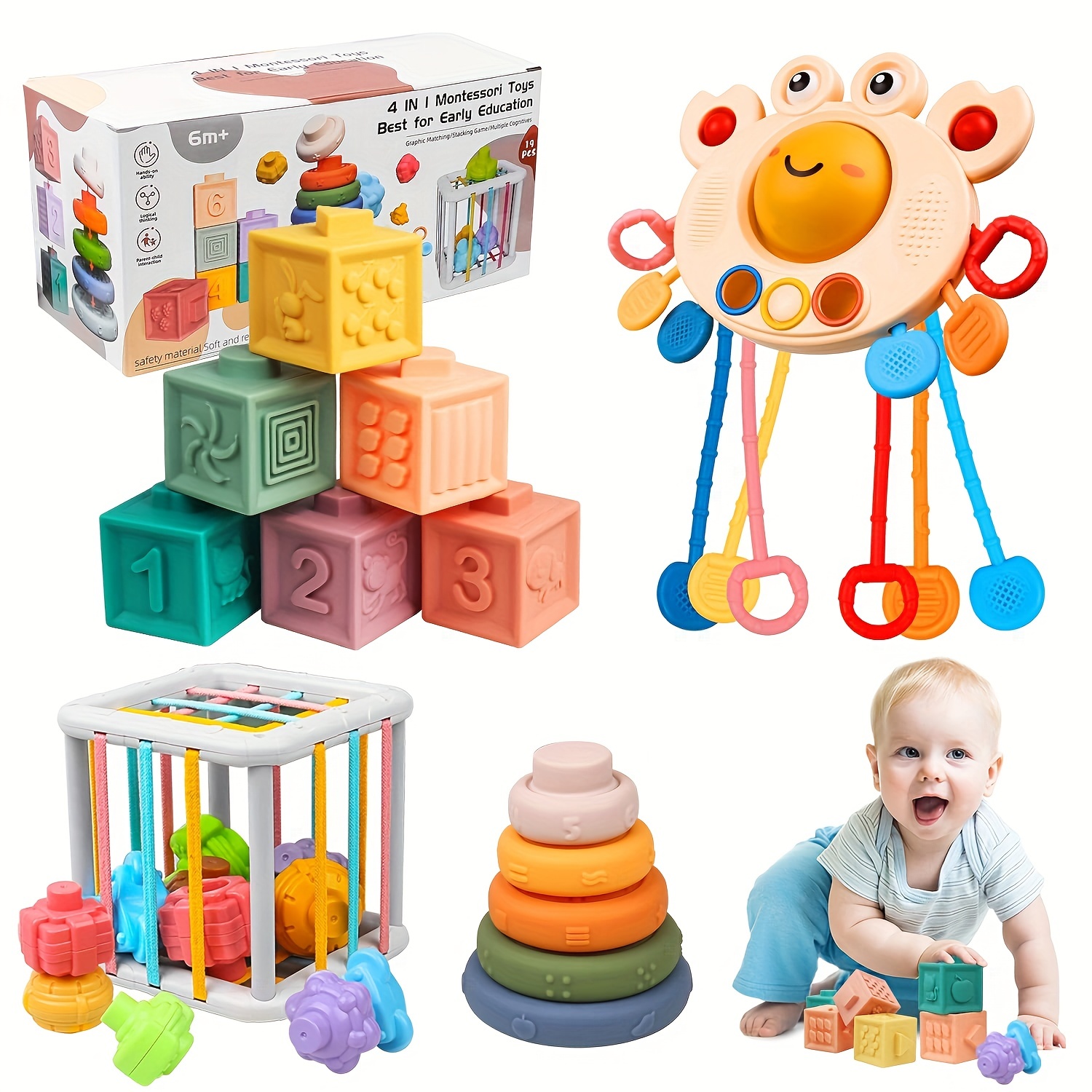 Baby Stacking Cups, Stacking Toys for Toddlers 1-3 Infant Stackable Block  19PCS Colorful Nesting Cups Shape Sorter Bath Toys, Early Educational Toy  for 1 2 3 Year Old Boys Girls Birthday Gift