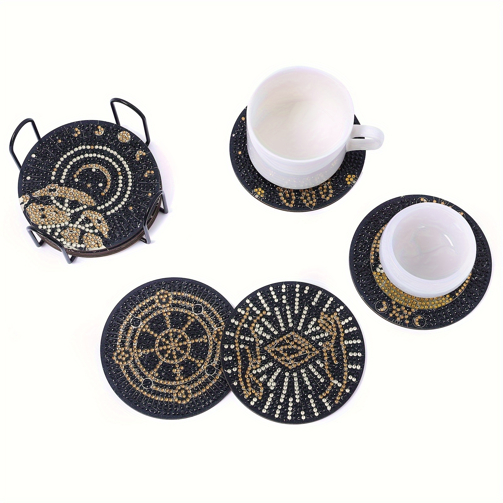 Diy Round Diamond Shaped Diamond Painted Coasters Size High Temu