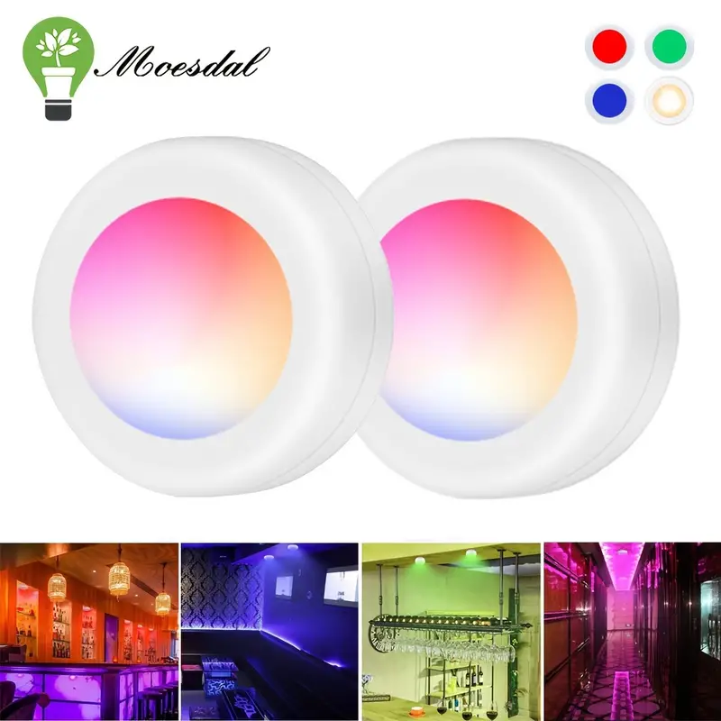 1pcs 3pcs 6pcs led night light novel 16 color cabinet lamp under cabinet puck light remote control dimmable timing bedroom decoration night light aaa batteries wireless counter light for wardrobe kitchen cabinet home decor details 0