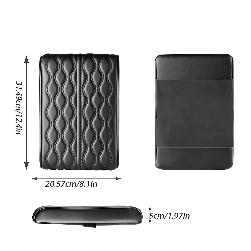 Car Armrest Memory Foam Core Pad Pu Leather Console Cover - Temu
