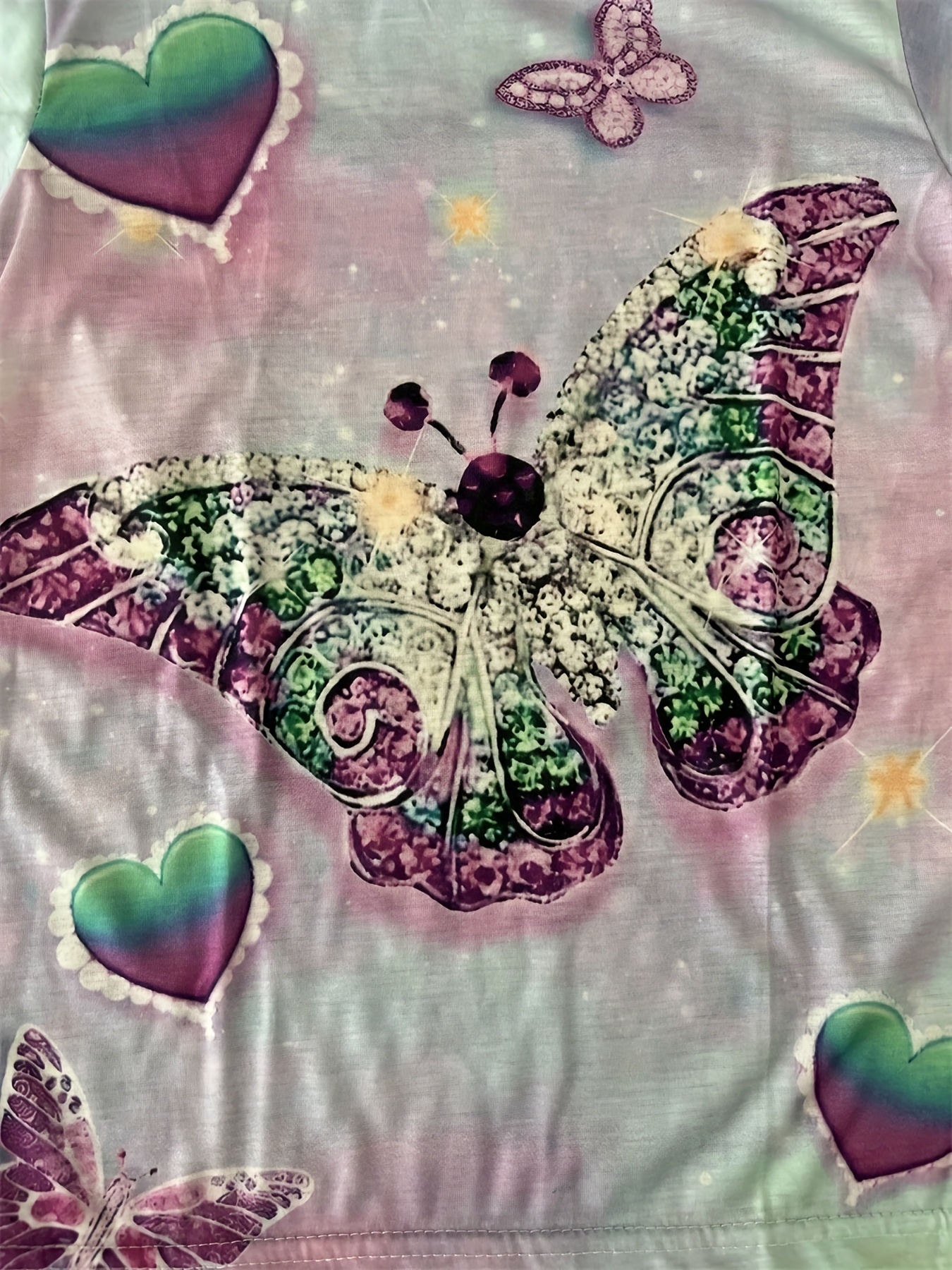 Girl Glitter Butterfly Effect 3d Digital Full Print Short Sleeve T