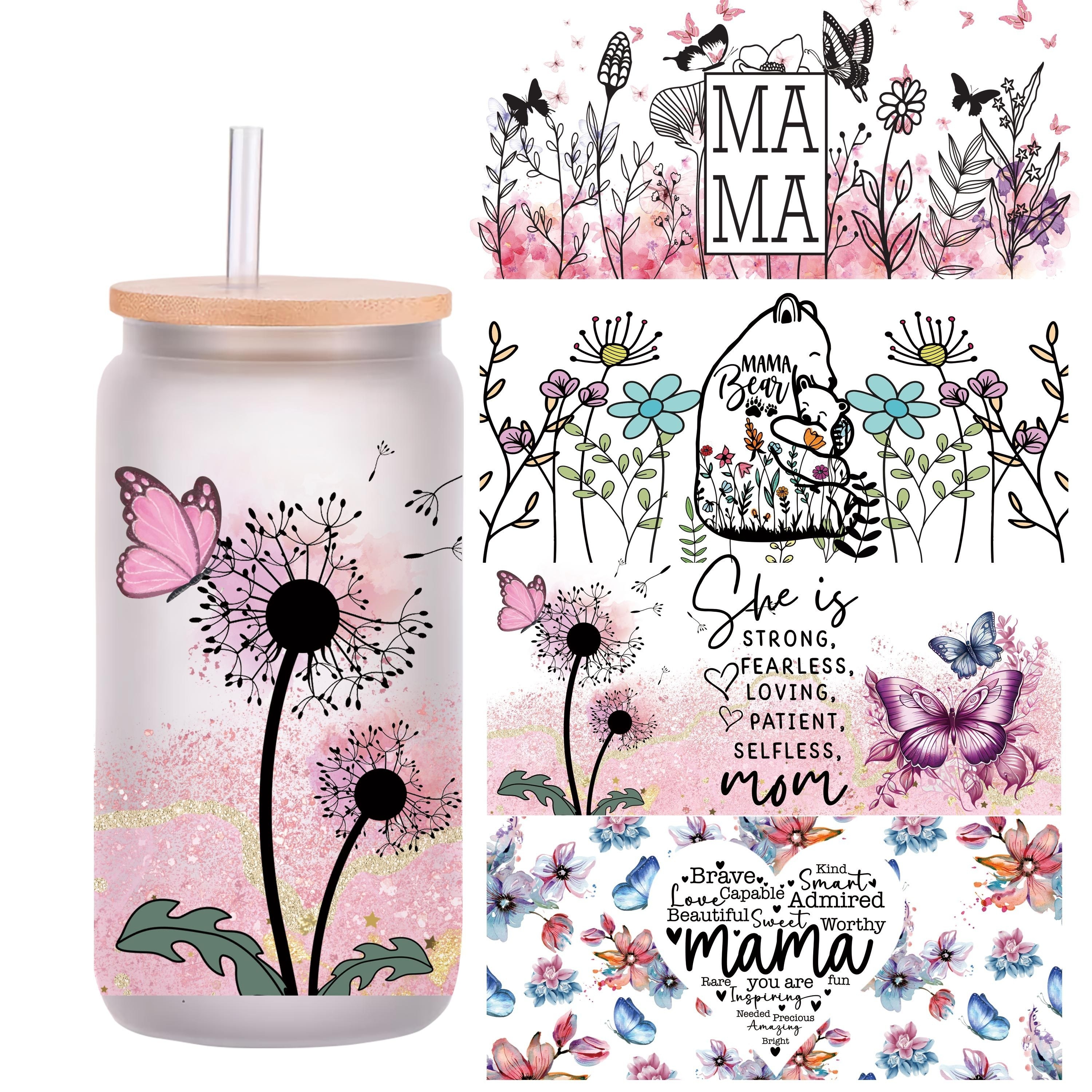 Mama Bear Floral Water Bottle