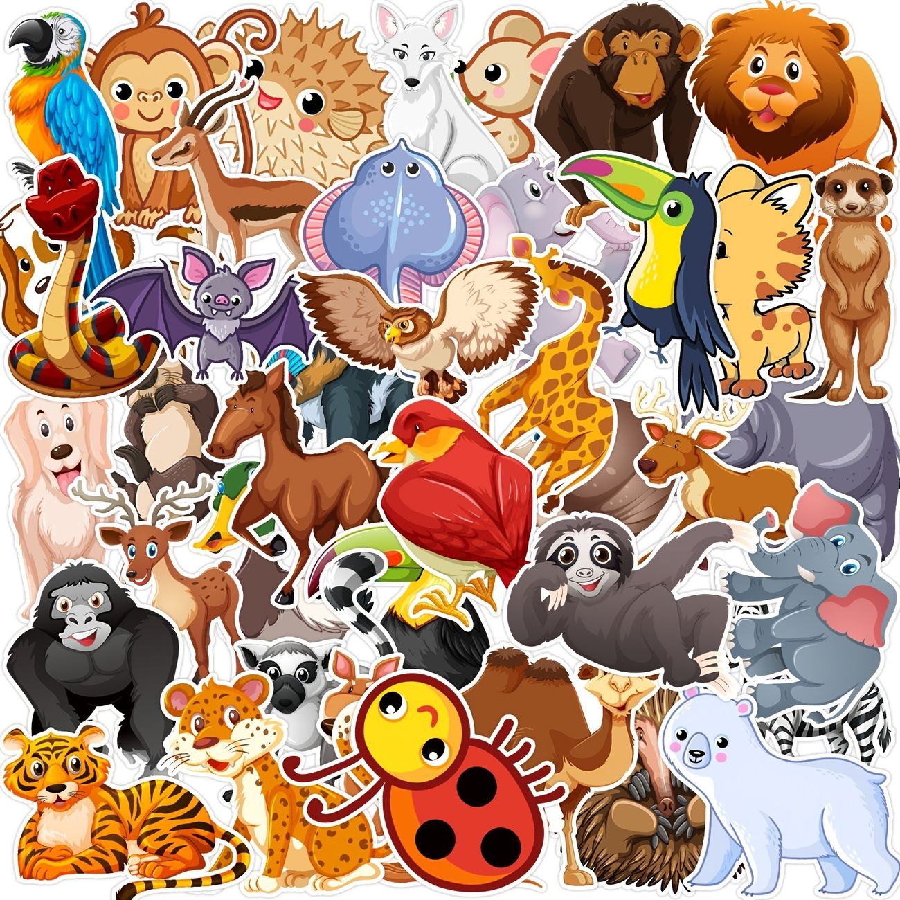 40pcs 200pcs Cartoon Animal Zoo Doodle Stickers Computer Phone Laptop  Stickers For Kids Teens Adult | Free Shipping For New Users | Temu