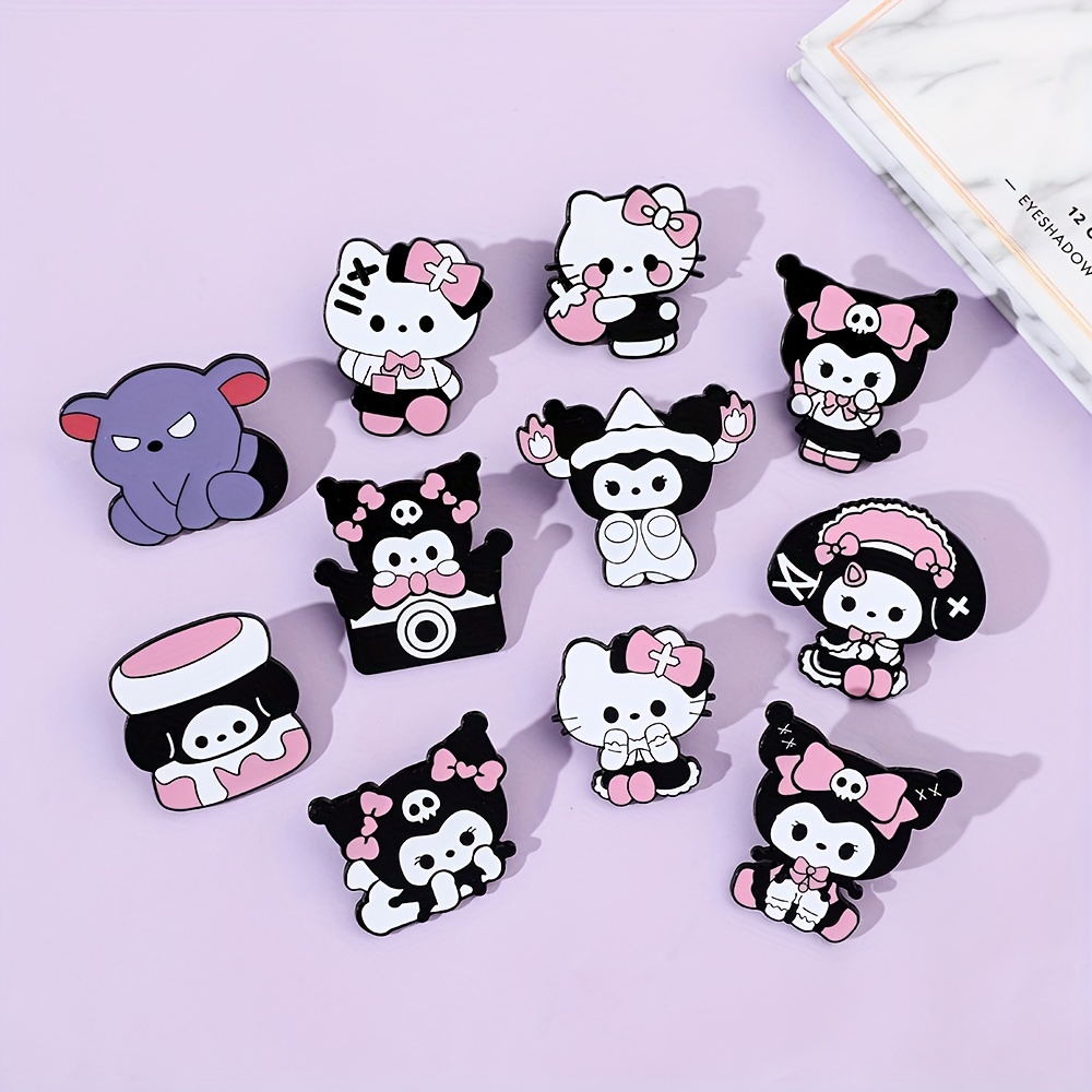 1pc Kuromi and Hello Kitty Anime Enamel Pins Lapel Pins for Backpacks Accessories Badges for Jewelry Brooches Gift,Temu