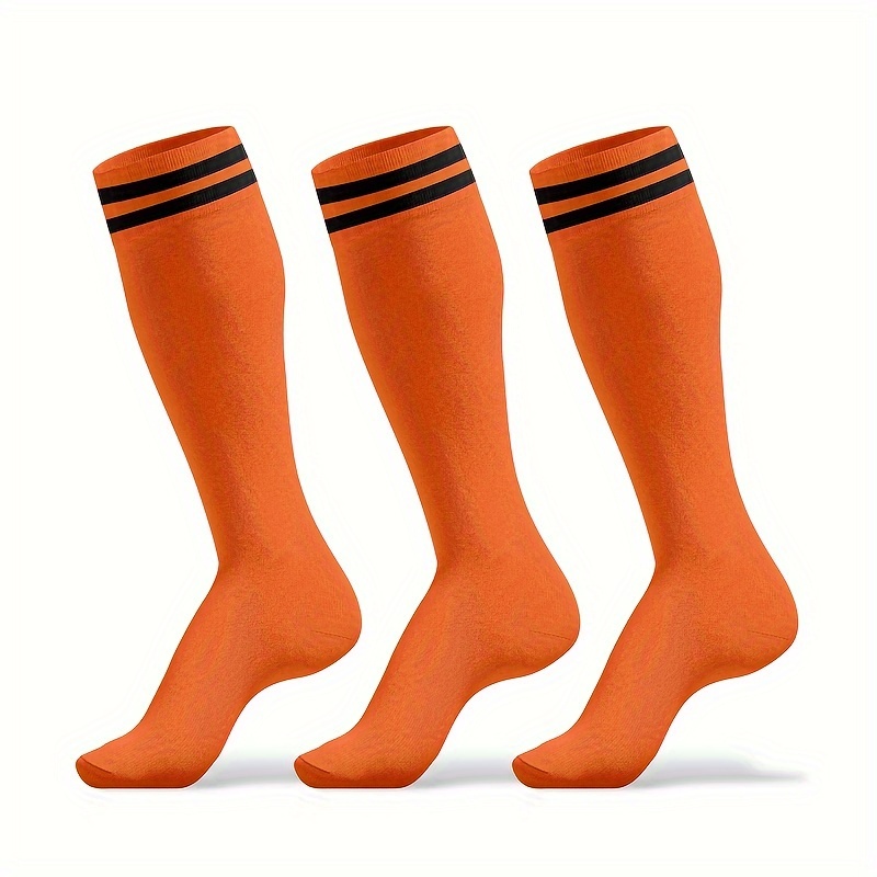 TEMU 3 Pairs Of Football Knee High Socks For Youth Adult, Breathable Nonslip Sport Soccer Socks For Outdoor Cycling Climbing Running Summer, Unisex