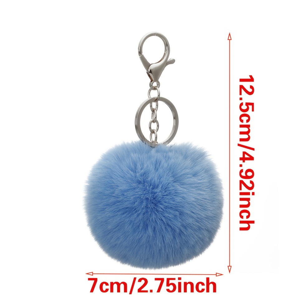 Snowflake Pom Pom Keychain Artificial Fur Ball Keychain Fluffy Accessories  Car Bag Charm(Mint Green) 
