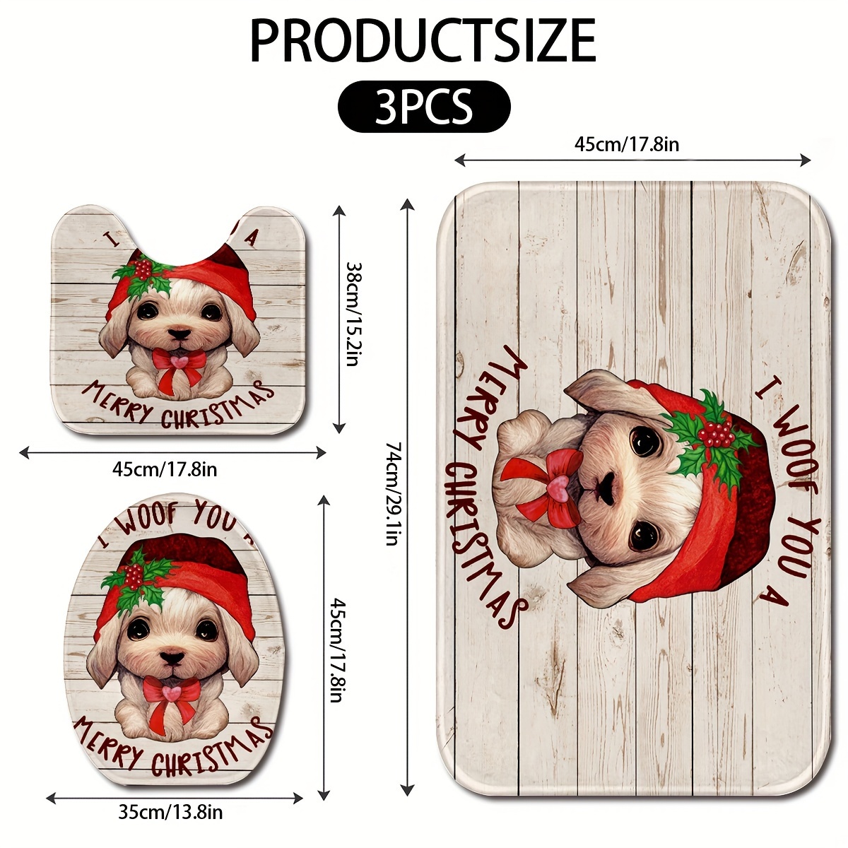 Christmas Cute Dog And Gift Printed Floor Mat, Three-piece Bathroom Mat  Set, Non-slip Mat, Water-absorbent Mat, Toilet Lid Mat, Toilet U-shaped Mat,  Floor Rugs - Temu New Zealand