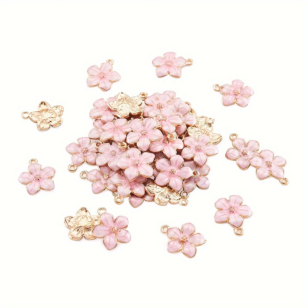 6/12/36/100pcs Random Color Cute Alloy Cherry Blossom Charms for DIY