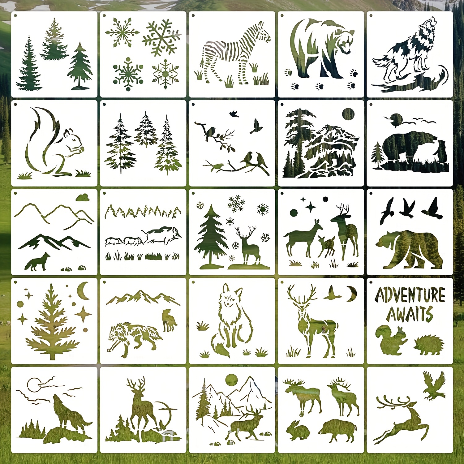 Animal Stencils For Painting, Reusable Deer Bear Stencil, Forest