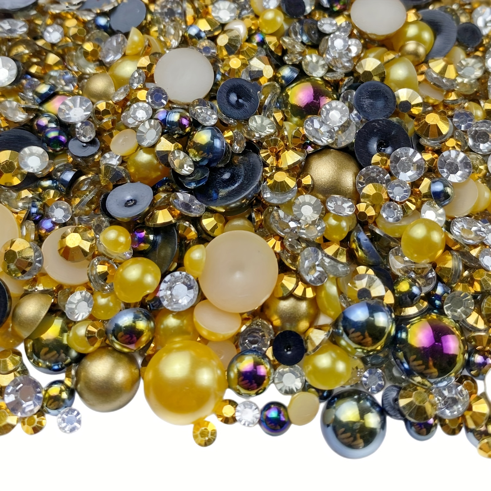 Faux Pearls, Half Pearls for crafting, Opal, AB, Rhinestones