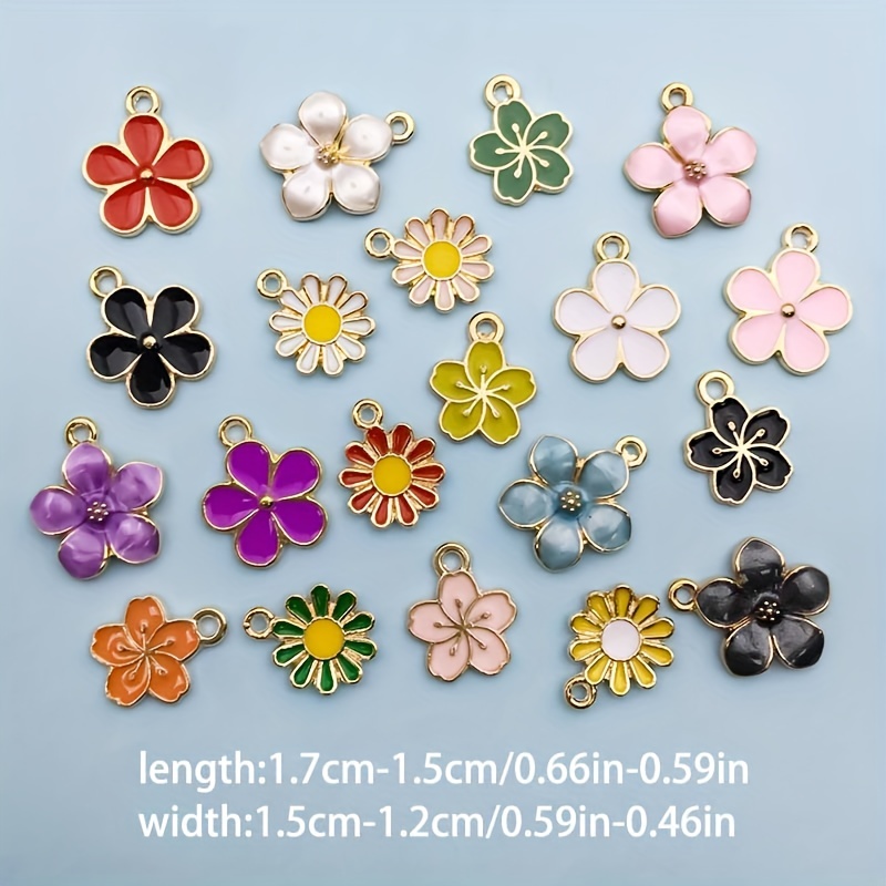 10Pcs 20*17mm Enamel Sakura Flower Charms Alloy Pendants For Jewelry Making  Earrings Necklace Bracelet