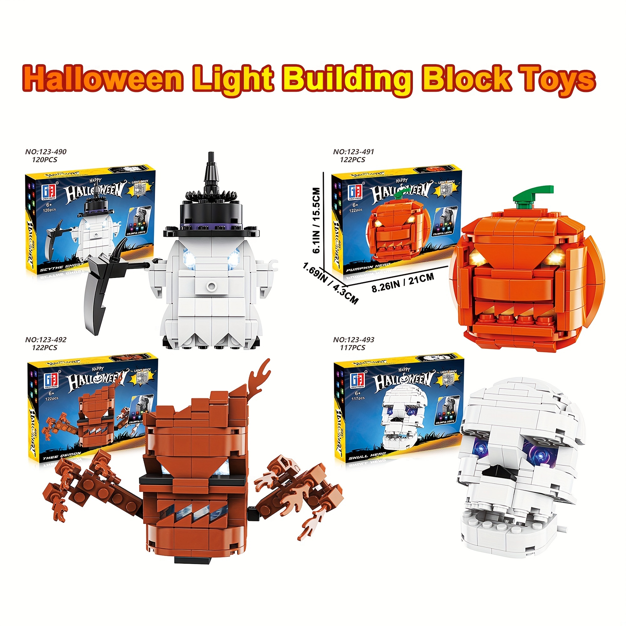  Halloween Block Brick Builder Head Pumpkin Ghost