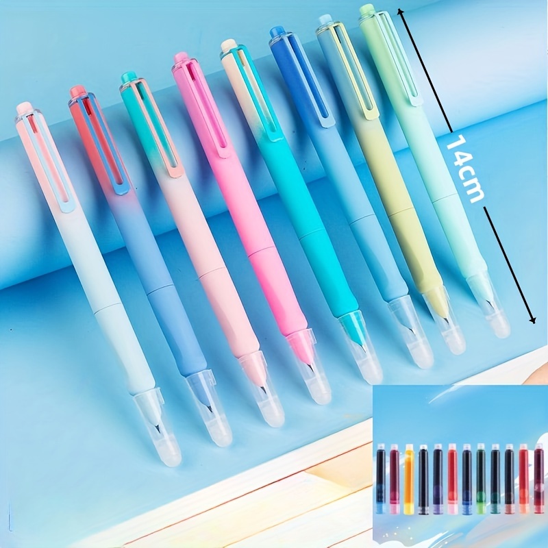 2pcs Press Thermal Erasable Gel Pen 0.5mm Black Blue Refill Simple Friction  Press Type Water Pen Push Gel Pen