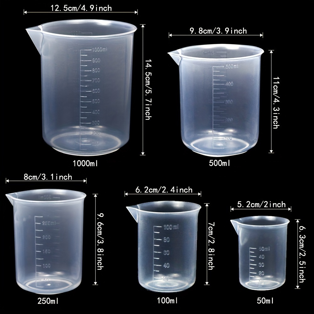 Vaso de vidrio para laboratorio, vasos medidores de 5/10/25/50