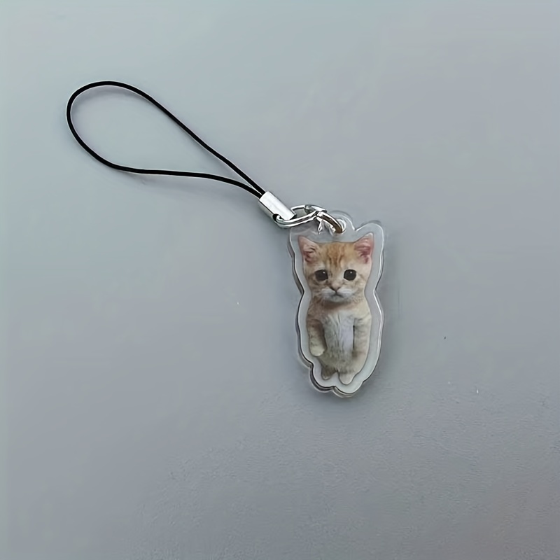 1/7pcs Cute Cat Keychain Acrylic Fun Animal Key Chain Ring Purse Bag Phone Charm Earbud Case Cover Accessories Gift,Temu