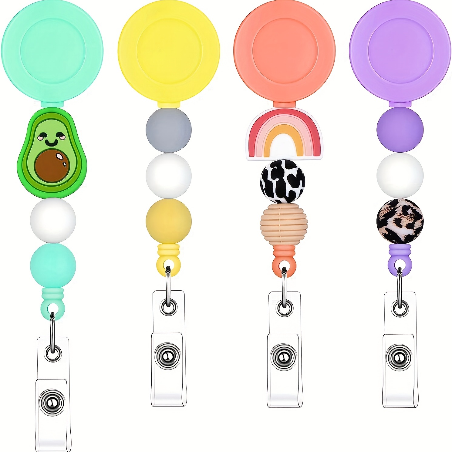 Retractable Silicone Bead Badge Cute Badge Reel Badge Reel - Temu