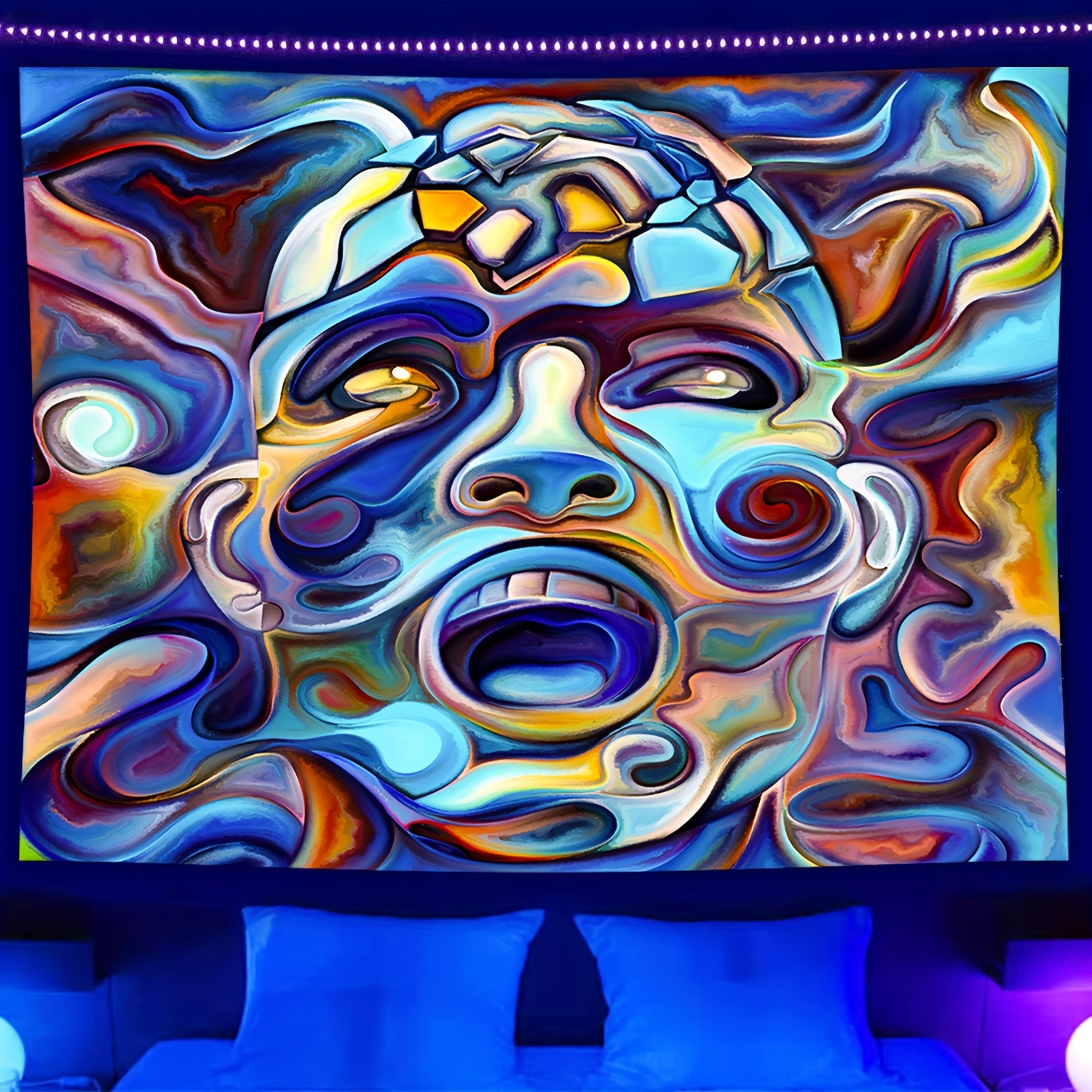 Papel pintado de pared de arte moderno 3d con paisaje nocturno con fondo de  luz de luna de la selva azul oscuro con