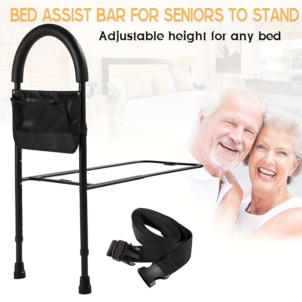 Bed Rails for Elderly Adults Safety with Adjustable Heights Storage Pocket  Assist Support Side Railings for Seniors Citizens Slides Under Mattressbed