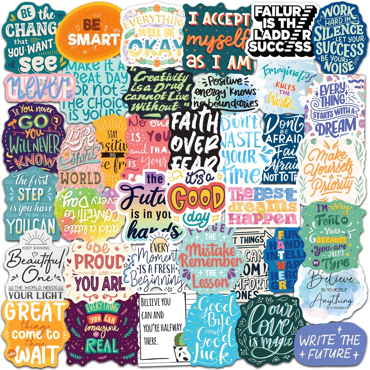 50PCS Floral Aesthetic Boho Motivational Sticker, Inspirational Words  Stickers for Teens Adults Students Teacher Employees Vinyl Encouraging  Positive