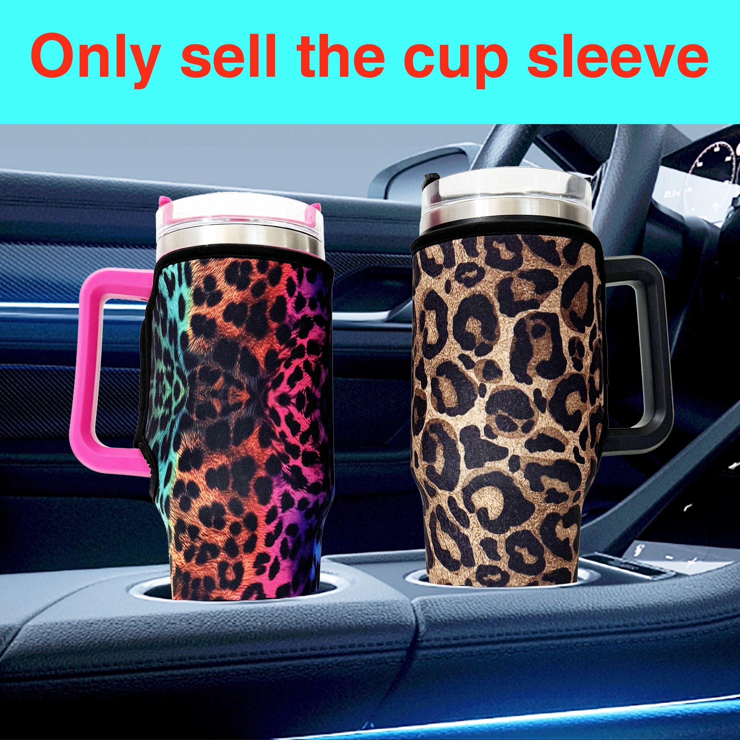 Leopard Print Flat bottomed Cup With Handles And Straws - Temu