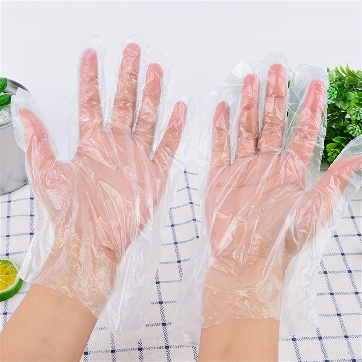 100 guantes de plástico de grado alimenticio perfectos para manipulación de  alimentos, guantes desechables seguros para alimentos para cocinar y comer