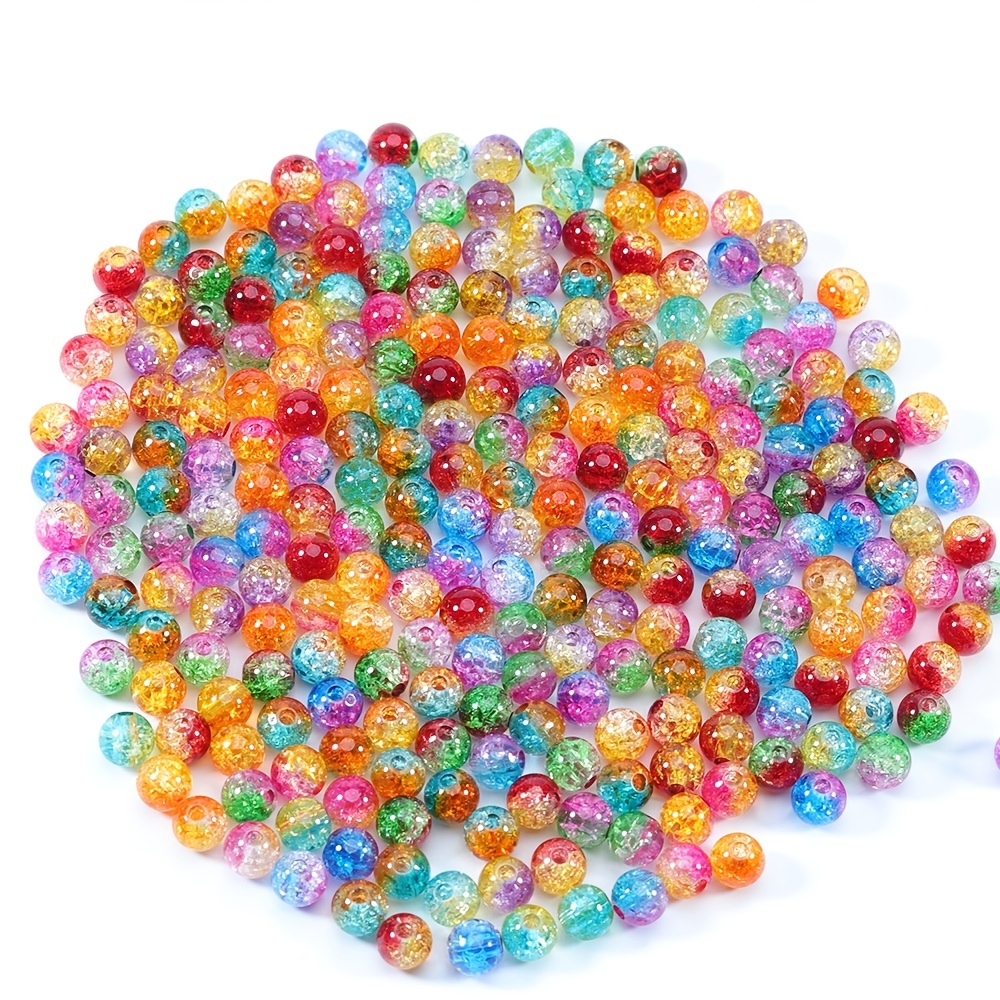 Colored Acrylic Crystal Beads Round Crackle Glass Beads For - Temu