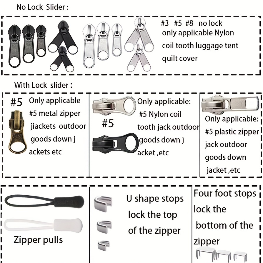Zipper Repair Kit Replacement Zipper Zipper Pulls - Temu
