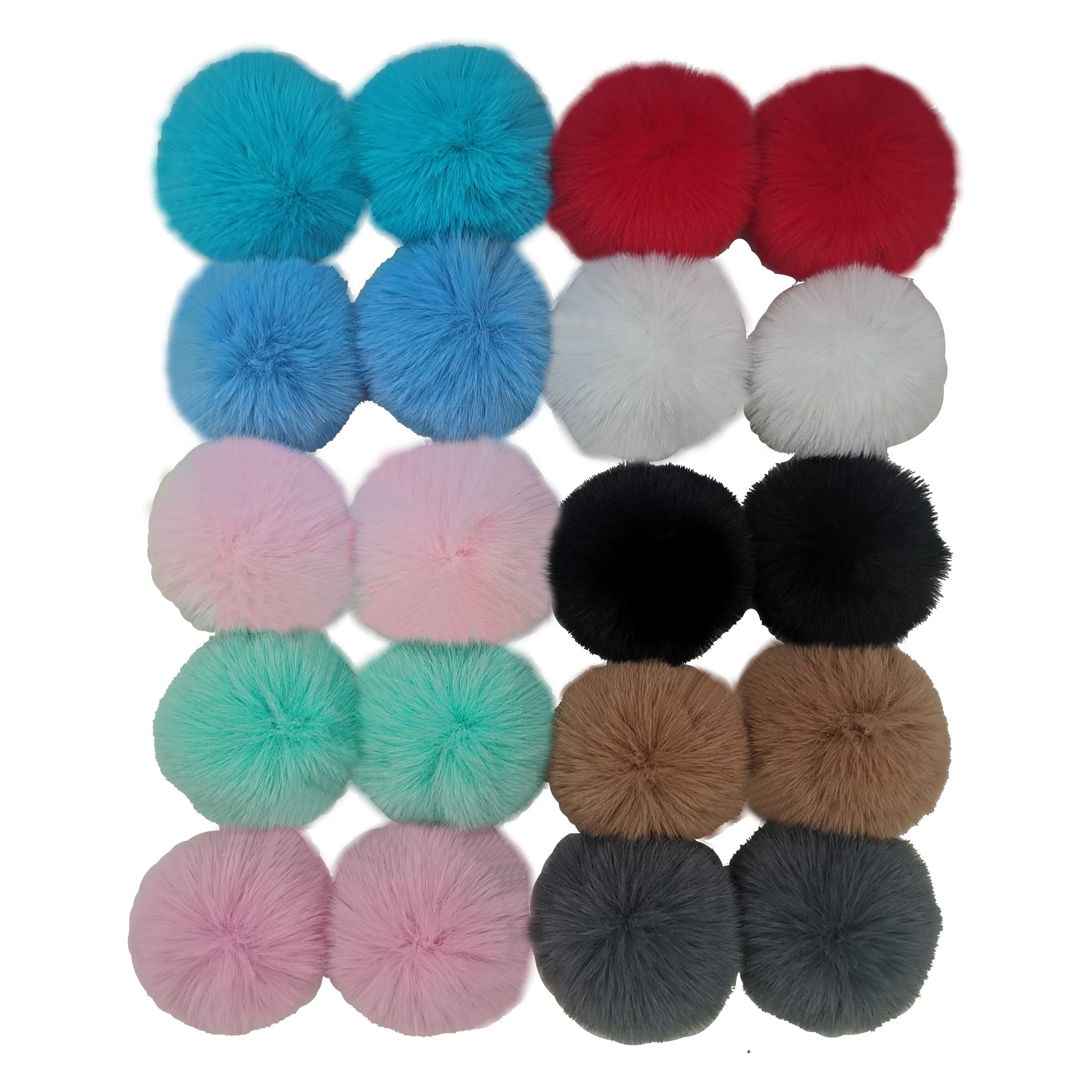 Pack of 6 Faux Fox Fur Pompoms 3.9inch/10CM Furry Pom Pom Ball with Elastic  Loop Knitting Crafts Hat Charm Accessories Black