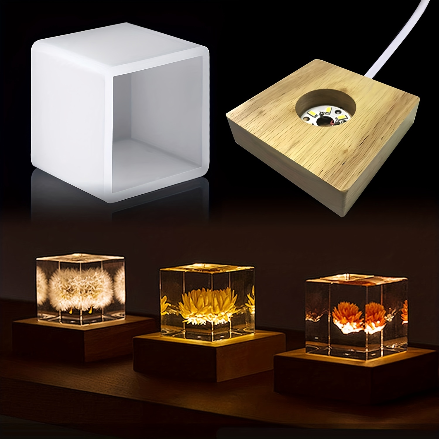 Square Resin Silicone Mold Led Silicone Molds For Resin - Temu