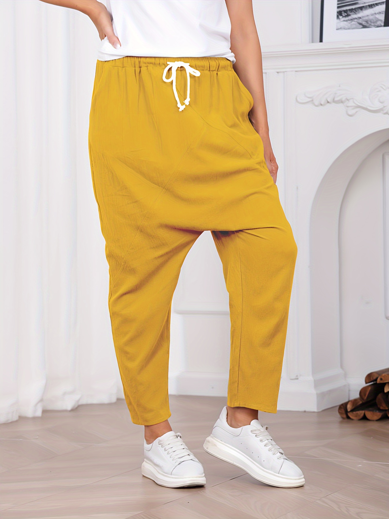 Yellow hot sale harem pants