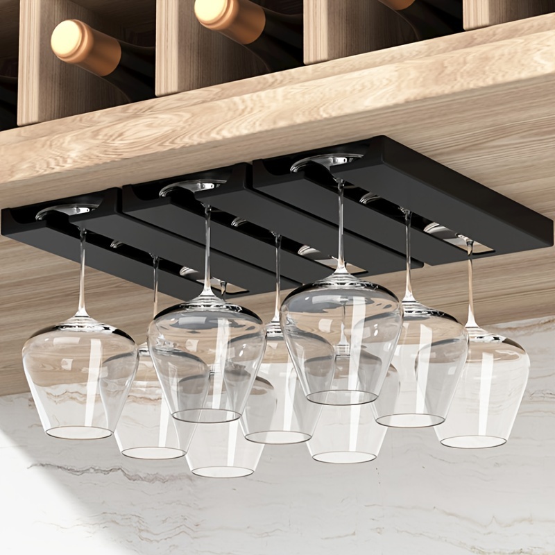 Industrial Metal Tabletop Wine Glass Holder Stand with 2 Hanger Bars,  Countertop Stemware Drinking Glasses Hanging Rack
