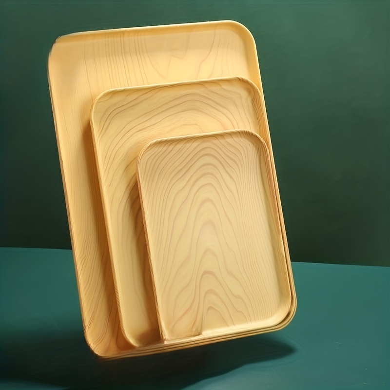 Wood Grain Plastic Serving Tray Trays For Serving Food - Temu