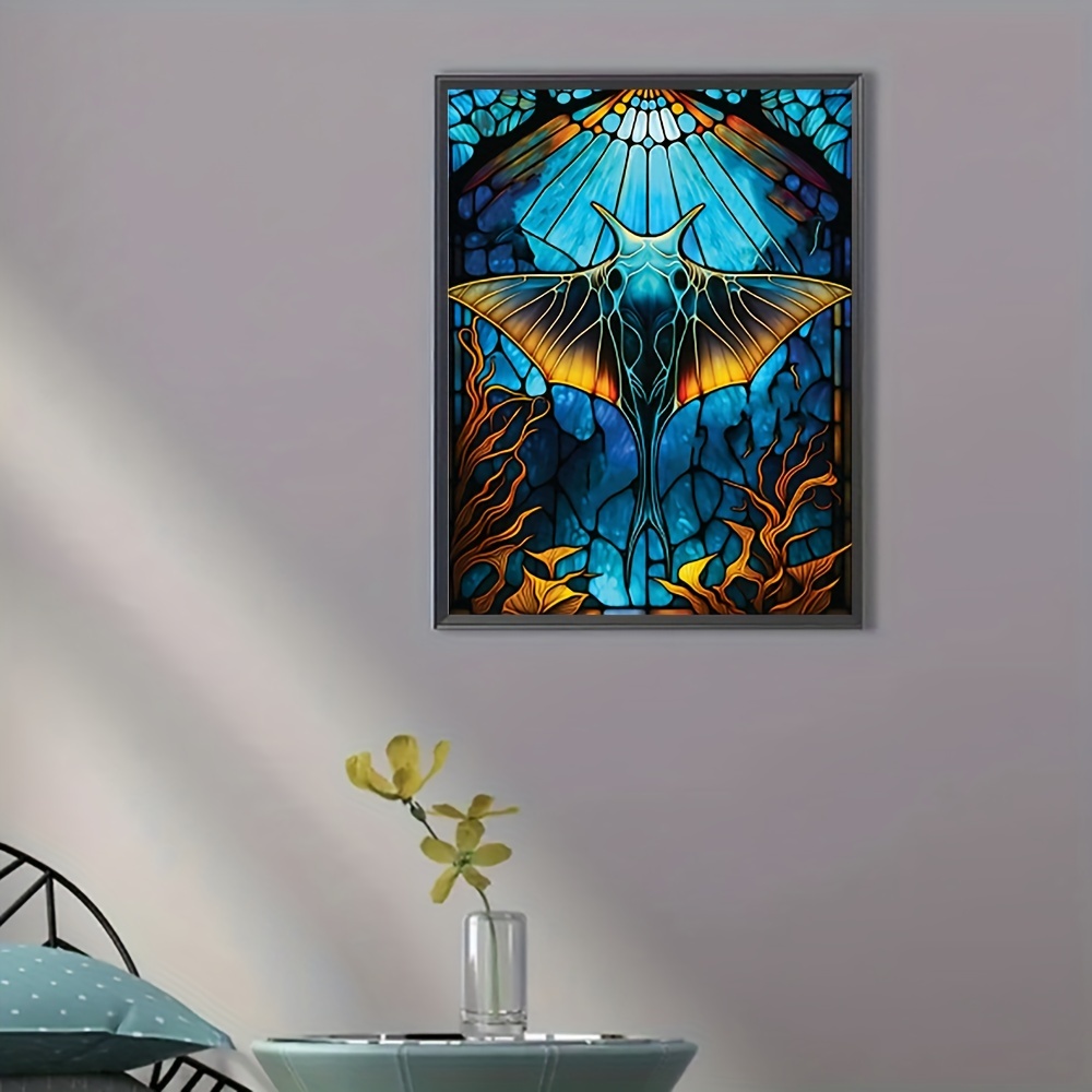 Stained Glass Seahorse Picture 5d Diy Diamond Painting Full - Temu