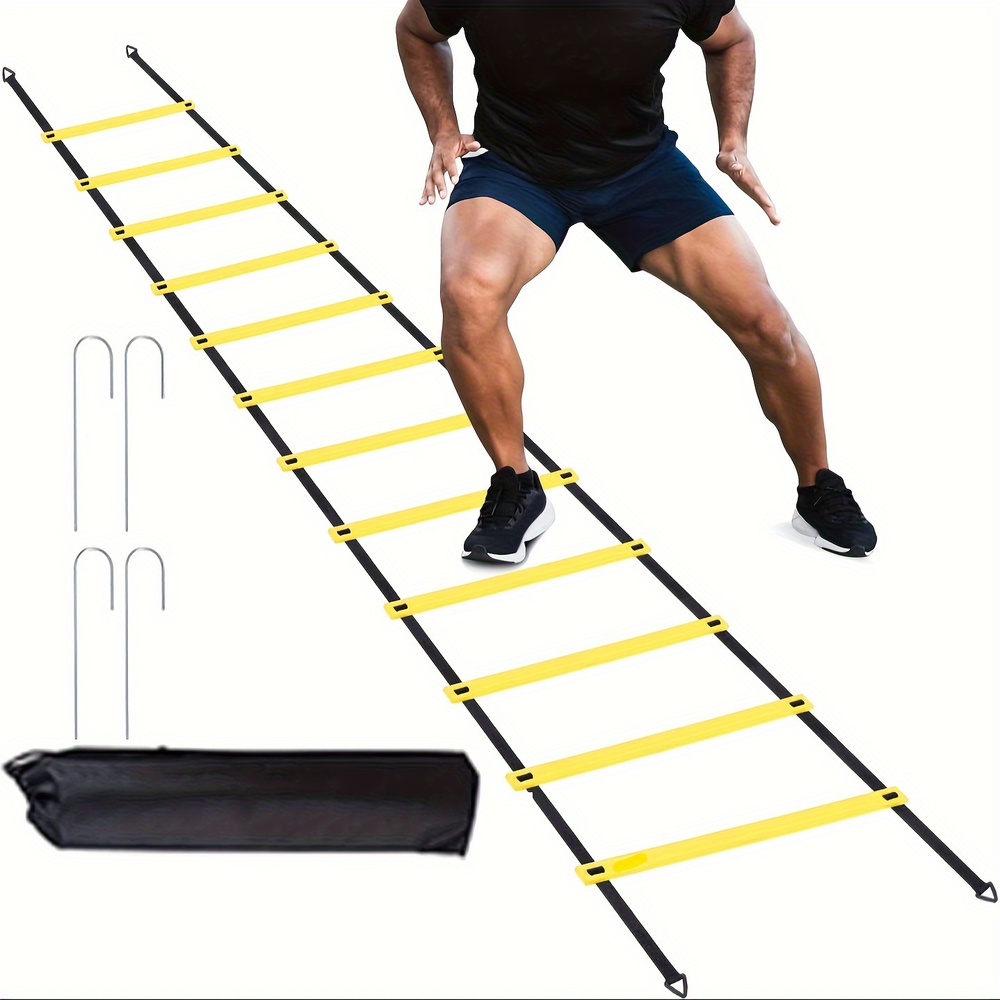 Juvale Agility Ladder Workout Equipment with 6 Speed Training Cones and  Resistance Parachute, Footwork Skills Drill Gear for Football and Soccer  (20