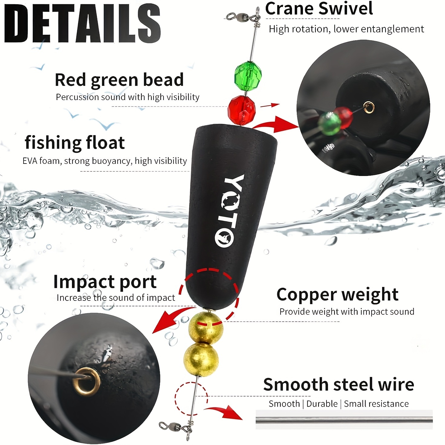 Weighted Popping Cork Floats Rattling Rig Fishing - Temu United Kingdom