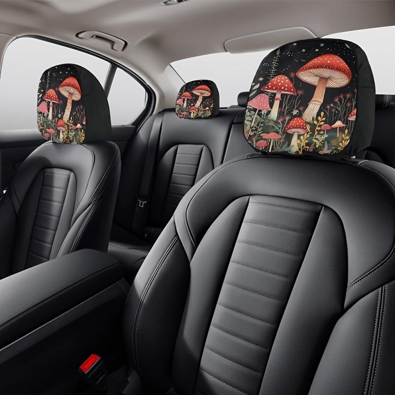 Red Mushroom Car Accessories Headrest Covers Aesthetic Plant - Temu