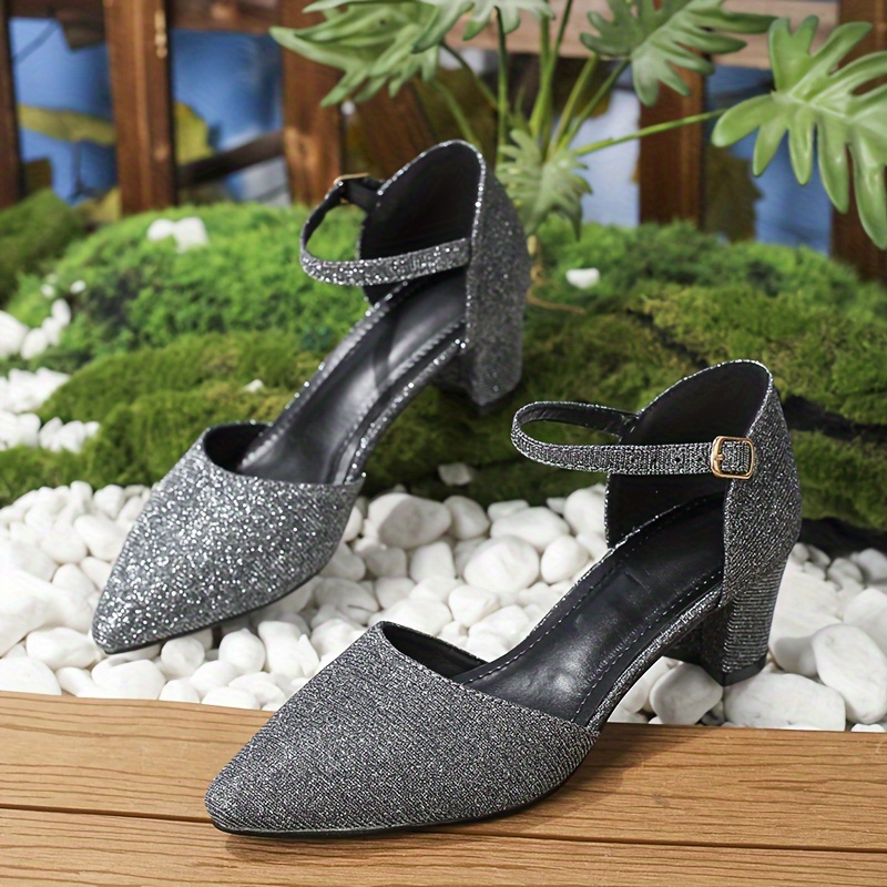 Grey pumps with ankle strap sale