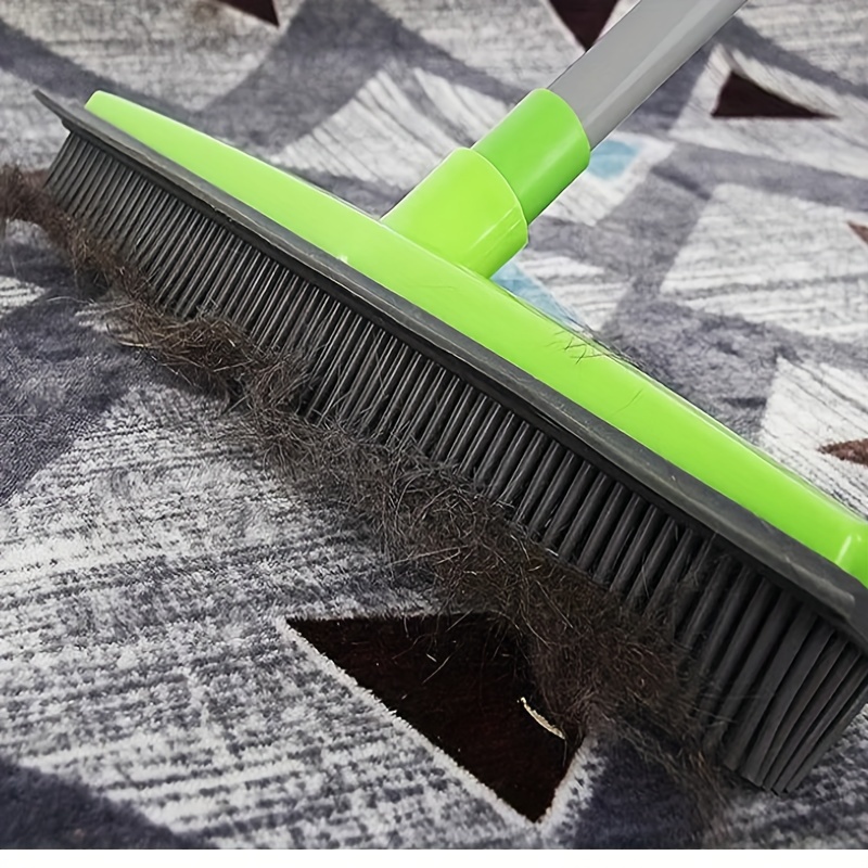 Rubber Broom Carpet Rake Pet Hair Remover Broom with Squeegee