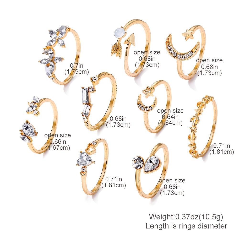 22pcs Personality Exaggerated Golden Silver Color Twist Wave Love Pattern  Rings Women's Joint Ring Set Party Favors