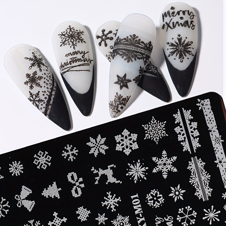 PICT YOU Christmas Nail Stamping Plates Xmas Snowflake Festival Pattern  Nail Art Image Plates Nail Printing Stencil Templates - AliExpress
