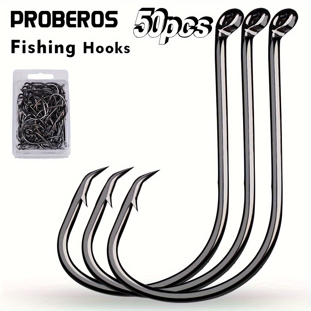 Proberos Circle Fishing Hooks Black High Carbon Steel - Temu Italy