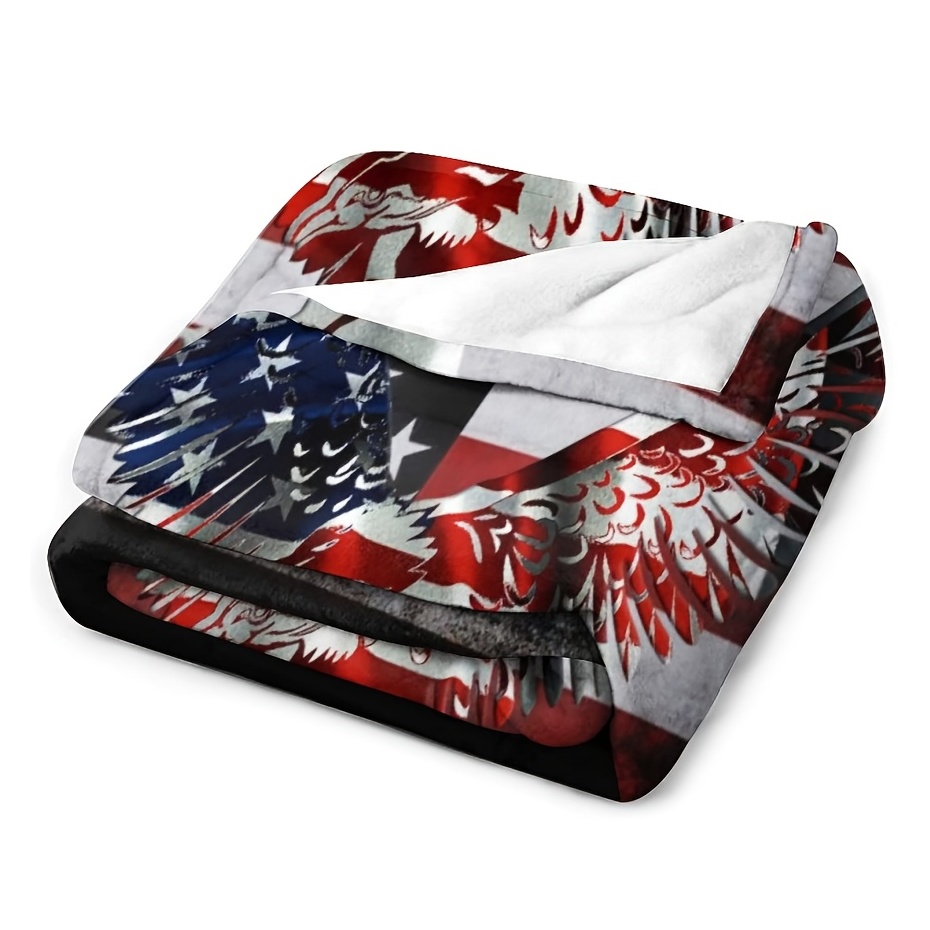 Flannel Blanket American Flag (fishing Man Giant Zebra Fish