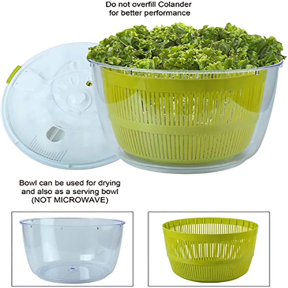 1pc Portable Mini Salad Spinner with Locking Lid and Handle -  Multifunctional Healthy Eating Tool for Large Salads and Dressings
